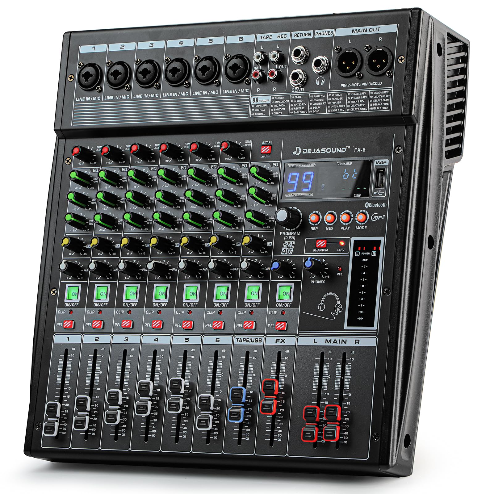 Amazon.com: 6-Channel Professional Audio Mixer, FX-6usb Mixing