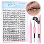 Natural Lash Extension Kit 168Pcs Lash Clusters Kit Wispy Eyelash Extensions 9-12MM Individual Lashes Extensions with Bond and Seal Lash Glue and Eyelash Extension Tweezers DIY at Home by TNFVLONEINS
