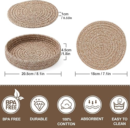 Miniatura 5 de Platos calientes de 7 pulgadas con salvamanteles, olla caliente y sartén con salvamanteles, protección de mesa con almohadillas de algodón, juego de