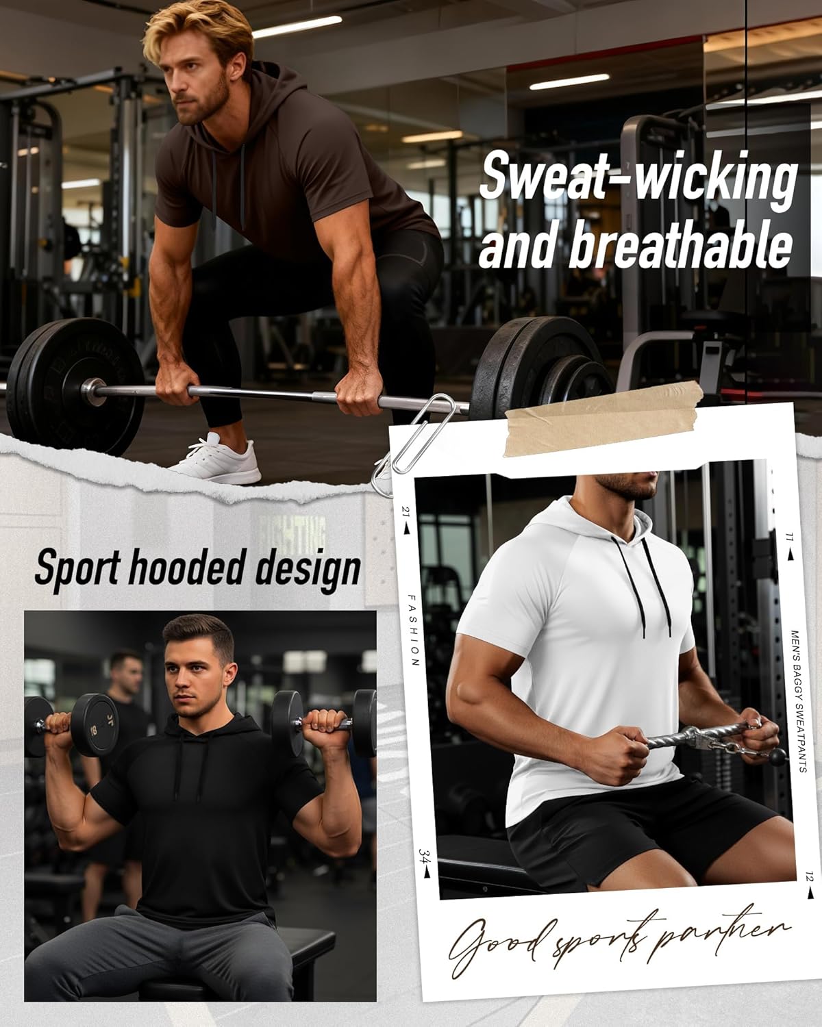 Ficerd 3 Pack Men's Short Sleeve Hoodie Workout Shirts Comfy Running Active Athletic Pullover Sweatshirt - Image 3