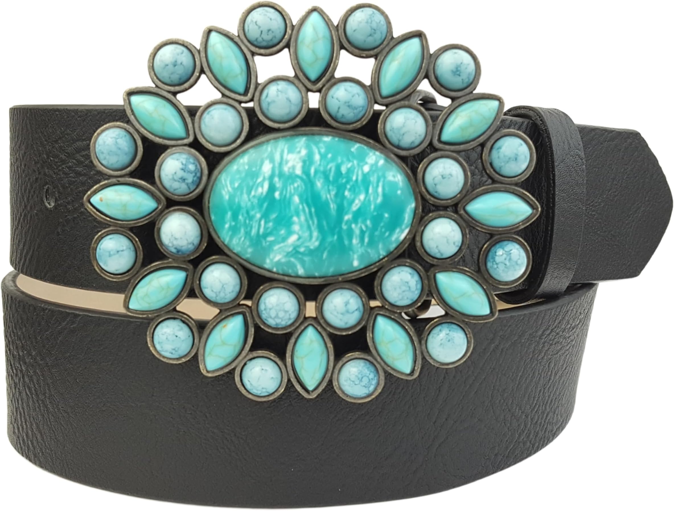 Western Turquoise Buckle with Vegan Belt.