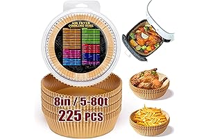 8-inch Round Air Fryer Liners: 225Pcs Disposable, Oil-Resistant Parchment Paper