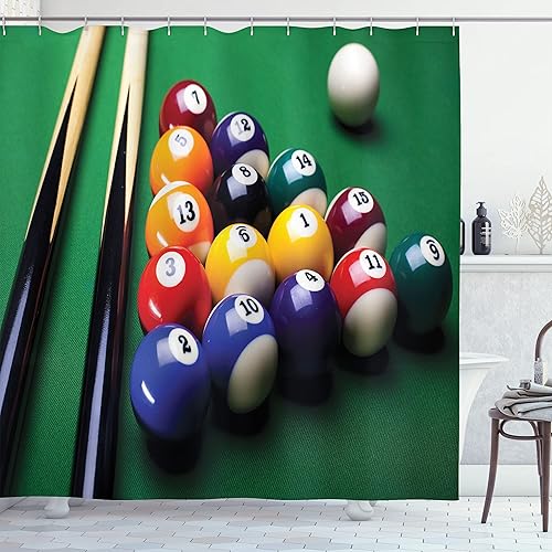 Miniatura 42 de Ambesonne Cortina de ducha de arte moderno, objetos hippie funk trippy con caja de música OVNI, cinta de labios y altavoces, juego de decoración