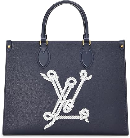 Pre-loved Navy Calfskin Nautical On The Go MM, Navy
