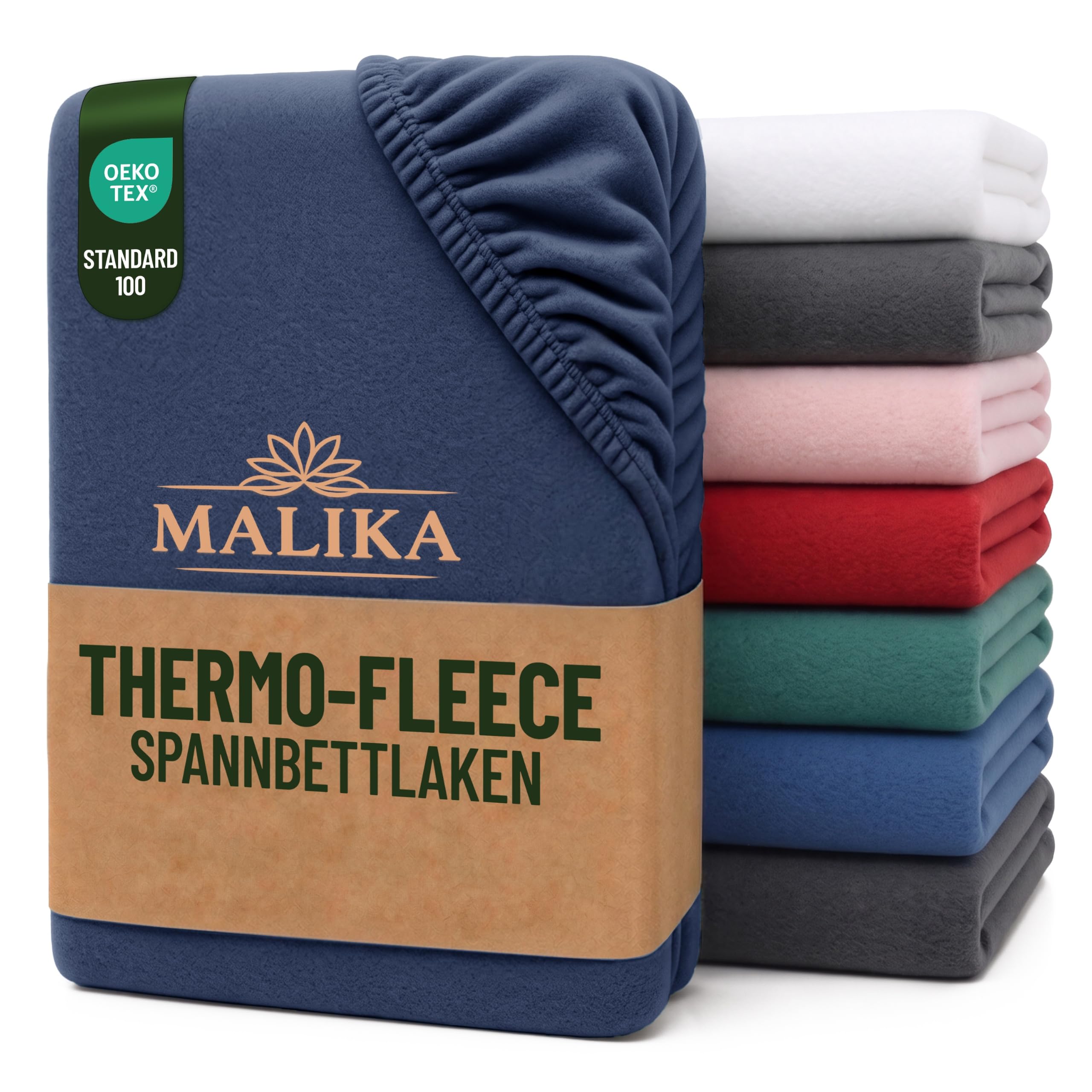 Malika® Winter Thermo Fleece Spannbettlaken, kuschelig weich Flausch Spannbetttuch, Betttuch Jersey flauschig Soft Plüsch Laken, Farbe:Navy-Blau, Größe:90-100 x 200 cm