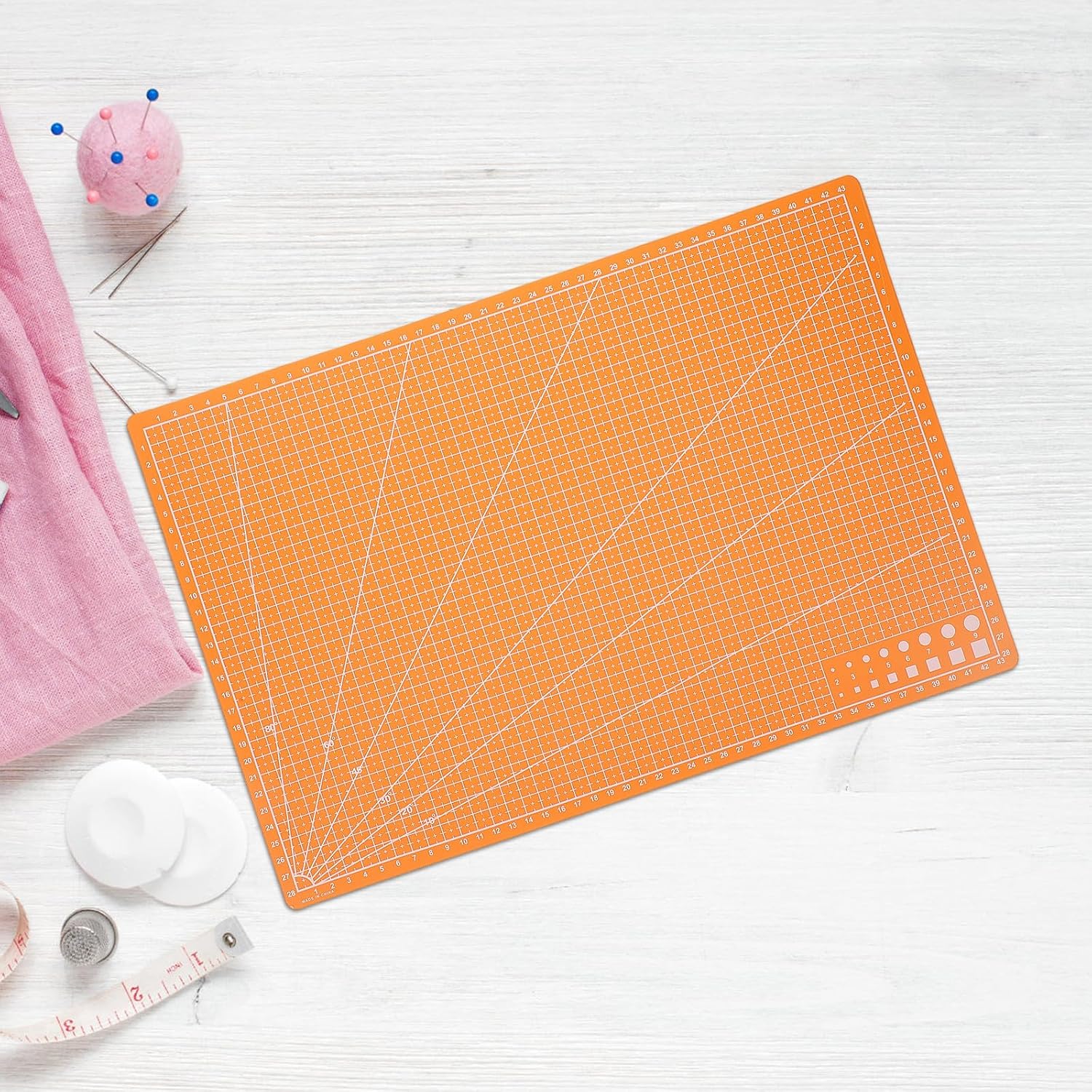 HOMSFOU Double-sided A3 Orange Cutting Mat for Crafts and Diy, Professional Plastic Engraving Board, Quilting and Paper Cutting Pad for Home Art Projects