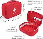 First Aid Kit Empty Bag, 2 Pack, Portable Red Nylon Pouch, Waterproof, Compact, 20x15x15 cm, for Home, Camping, Hiking, and Travel