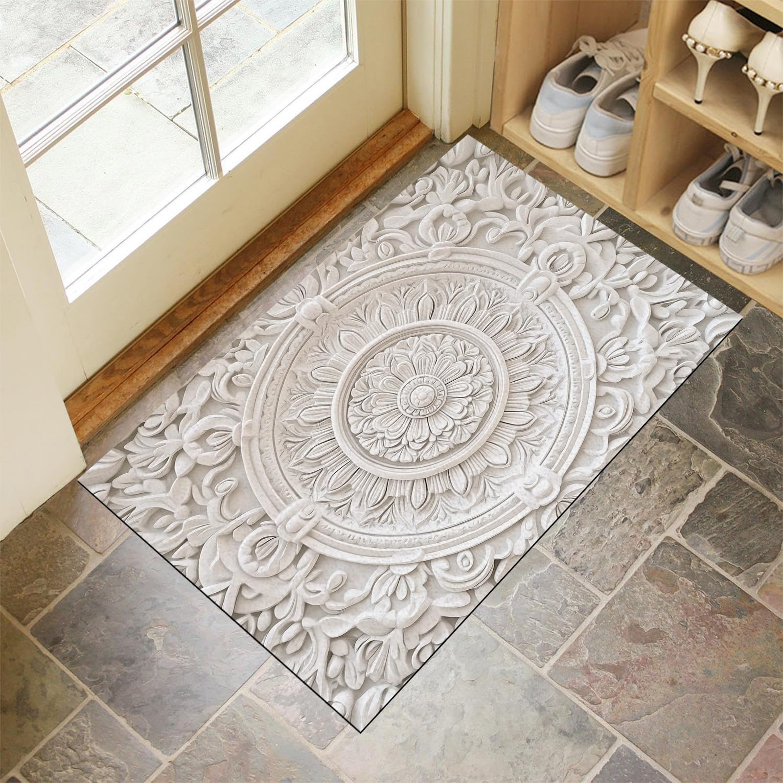 Tapis de porte 60x90cm paillasson extérieur lavable et imperméable pour la maison