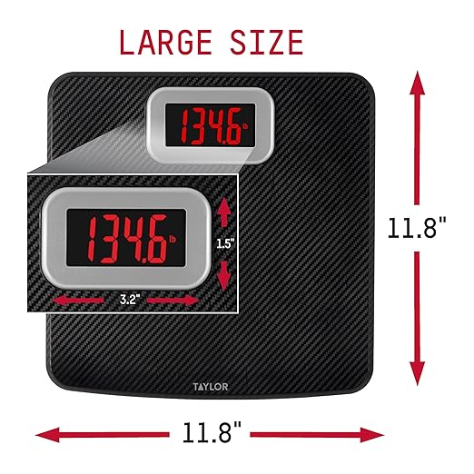 Báscula de baño digital Taylor, capacidad 400 lb, plataforma de fibra de carbono miniatura 3