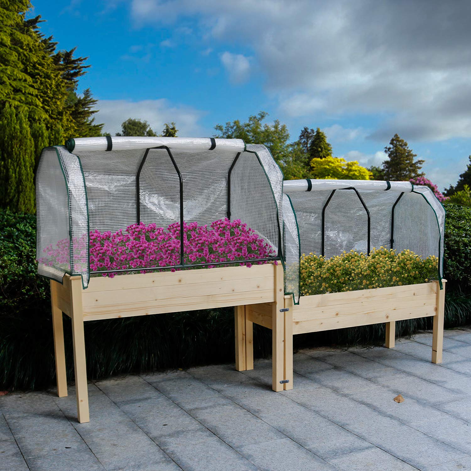 LYNSLIM - Macetero Elevado de Madera de 2 Niveles para Plantar ...