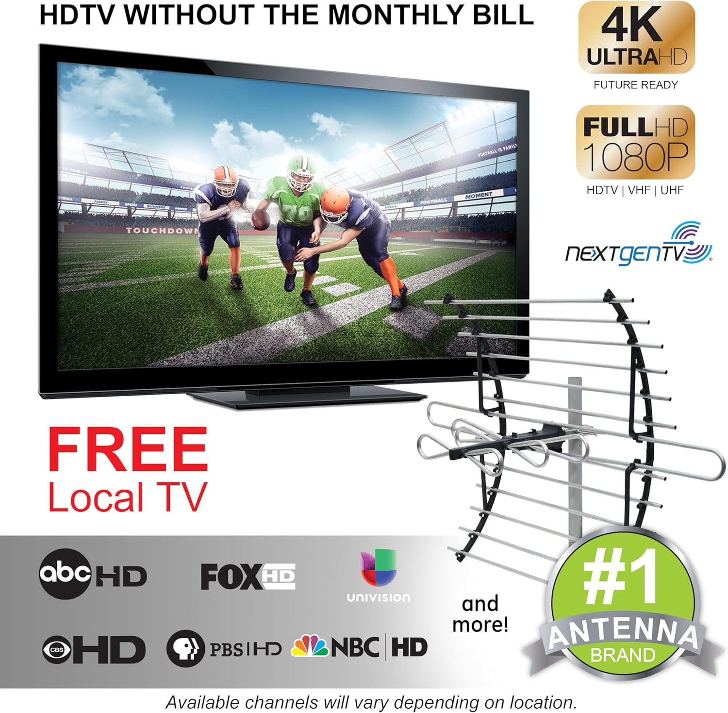 GE Attic Mount Digital TV Antenna, Longe Range, Out of Sight Compact Design, Supports 4K 1080P HD Smart TV VHF UHF, Mount Included for Attic or Outdoor, Weather Resistant, 33692