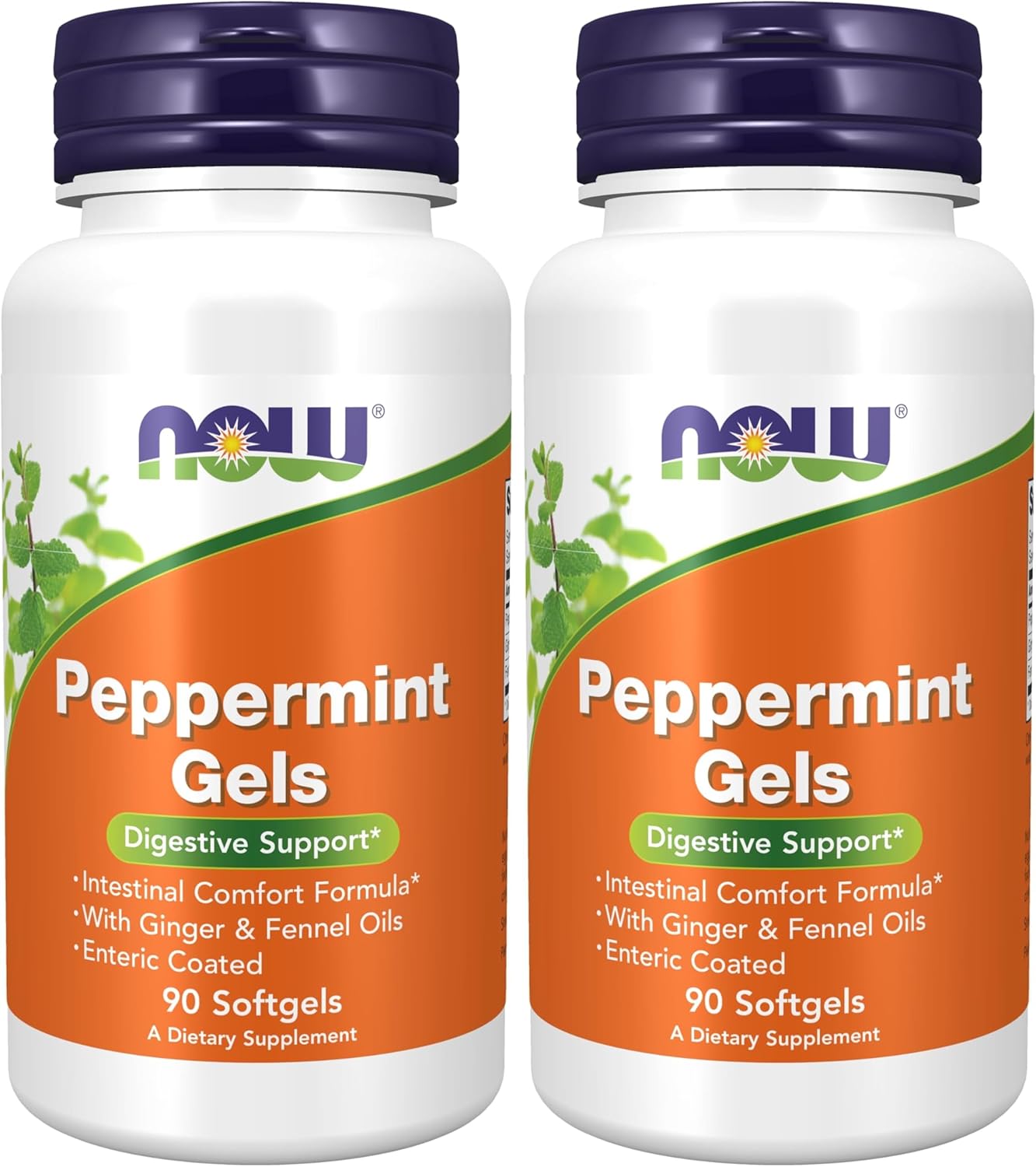 Now Peppermint Gels with Ginger Oil and Fennel Oil, 150 Softgels, Enteric Coated