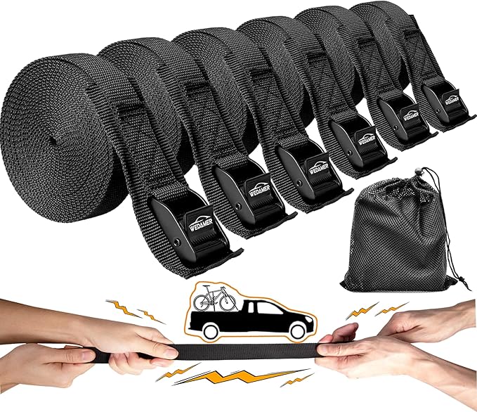 WEDAMER 6Pack Kayak Tie Down Straps 16.4Ft Lashing Strap