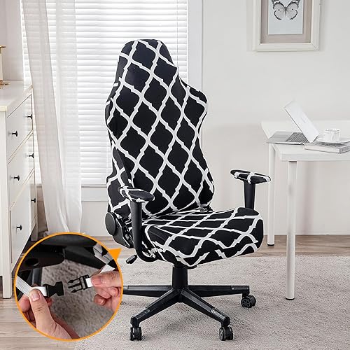 Miniatura 4 de Funda para silla de juegos, patrón geométrico, tela elástica elástica, lavable a máquina, tela antiarañazos elástica, escritorio de oficina, ajuste