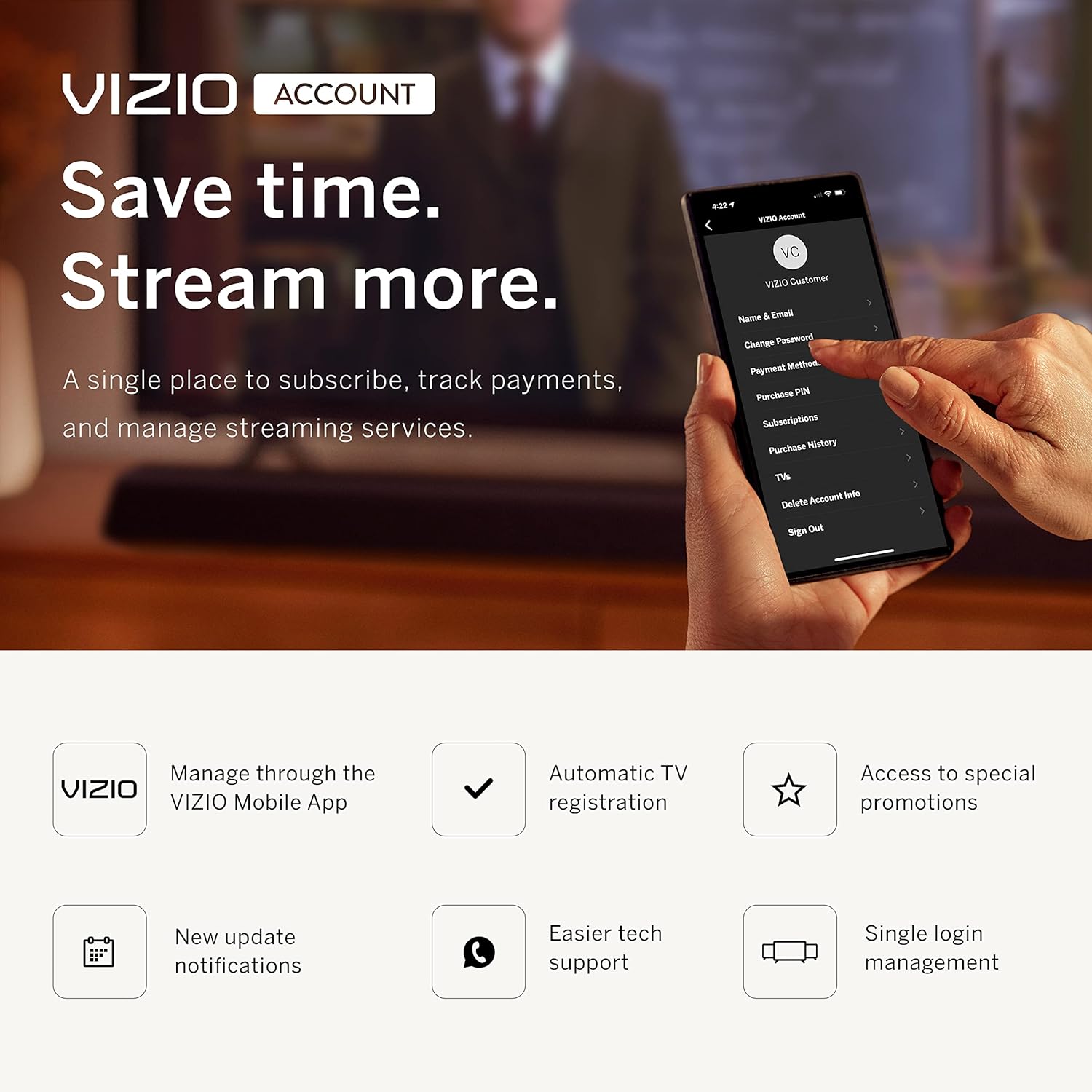 VIZIO 55-Inch OLED Premium 4K UHD HDR Smart TV with Dolby Vision, HDMI 2.1, 120Hz Refresh Rate, Pro Gaming Engine, Apple AirPlay 2 and Chromecast Built-in - OLED55-H1