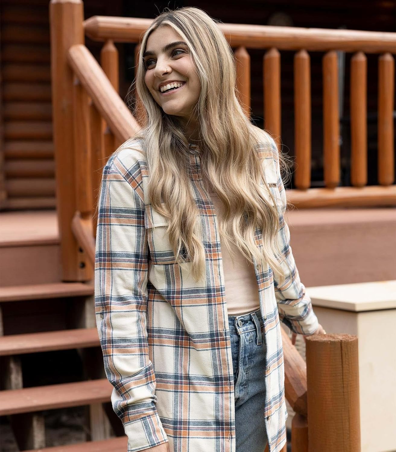 Legendary Whitetails Womens Stockyards Plaid Flannel Shirt - Image 2