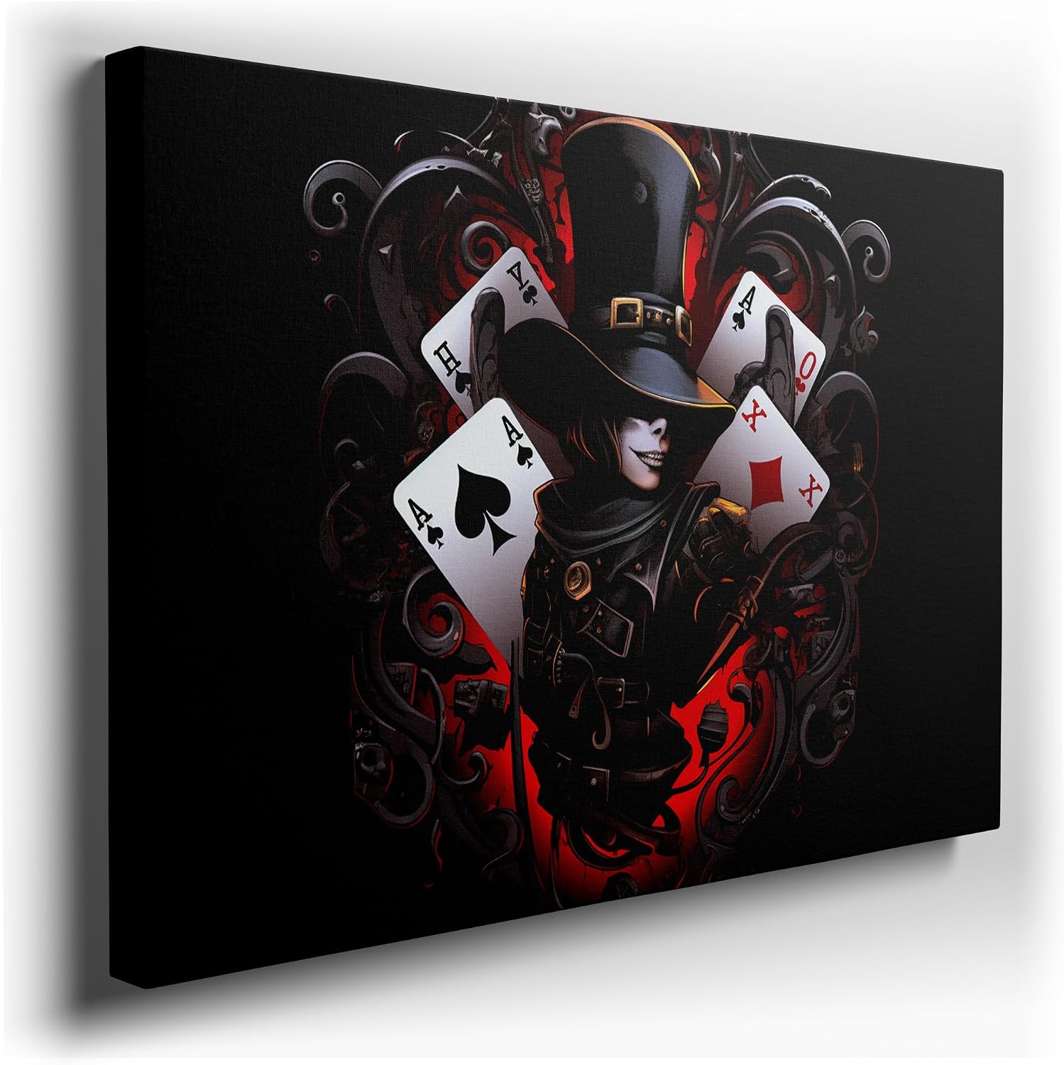 Canvas for Living room. Dressed to Kill: A Dapper Gunslinger Amongst the Cards, 27 x 18 inch Canvas Wall Art - Retro Home Decor - 69x46 cm (27x18 inch)