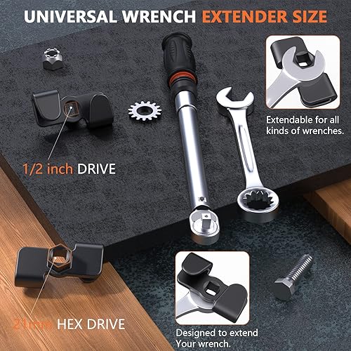 Miniatura 2 de Anblak Extensor de llave para barras disyuntoras de 1/2 pulgada/unidad hexagonal de 0.827 in, adaptador universal de herramienta de extensión de