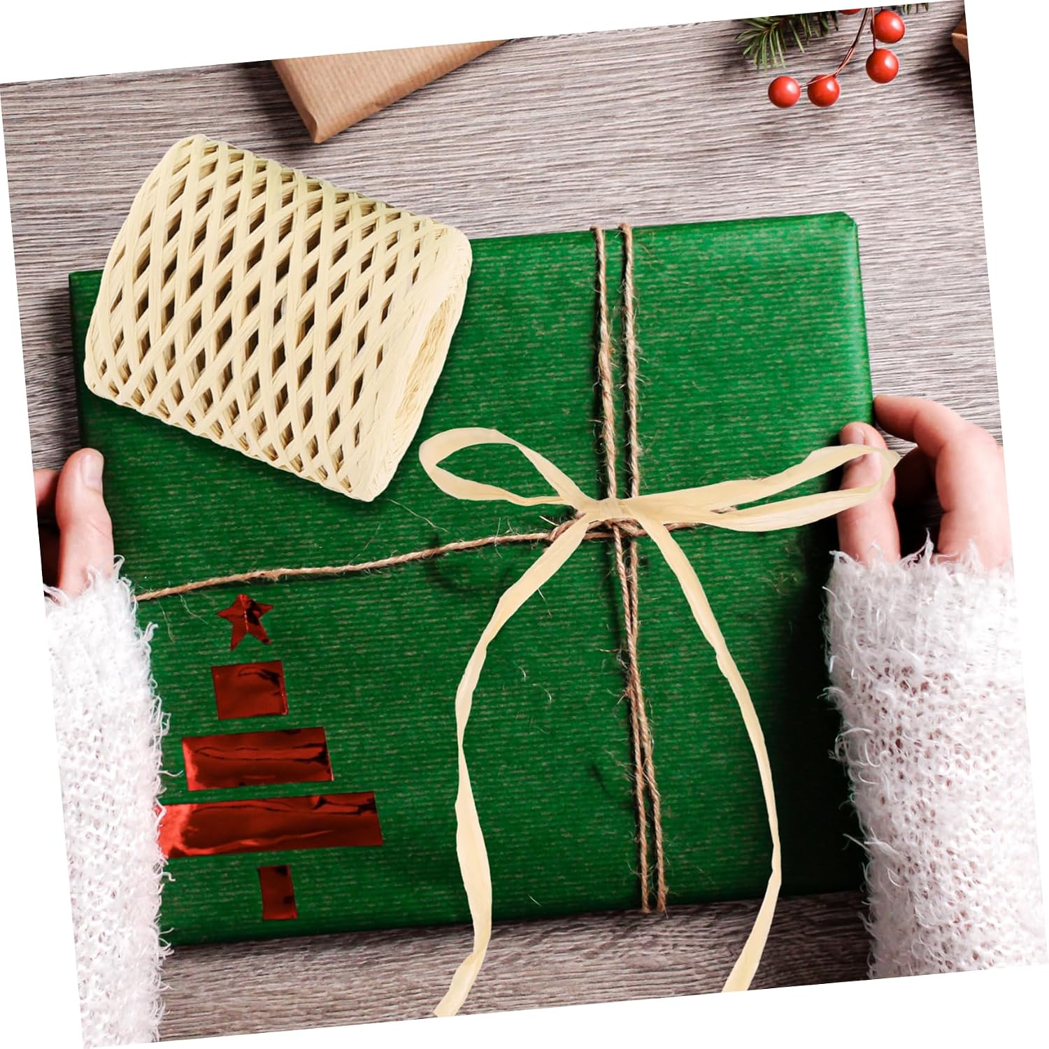 Raffia Gift Wrapping Ribbon Xmas 4 Rolls Packing Twine
