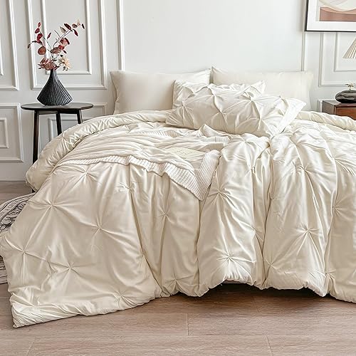 Maple&Stone Cream Queen Comforter Set, 7 Pieces Off White Comforter,