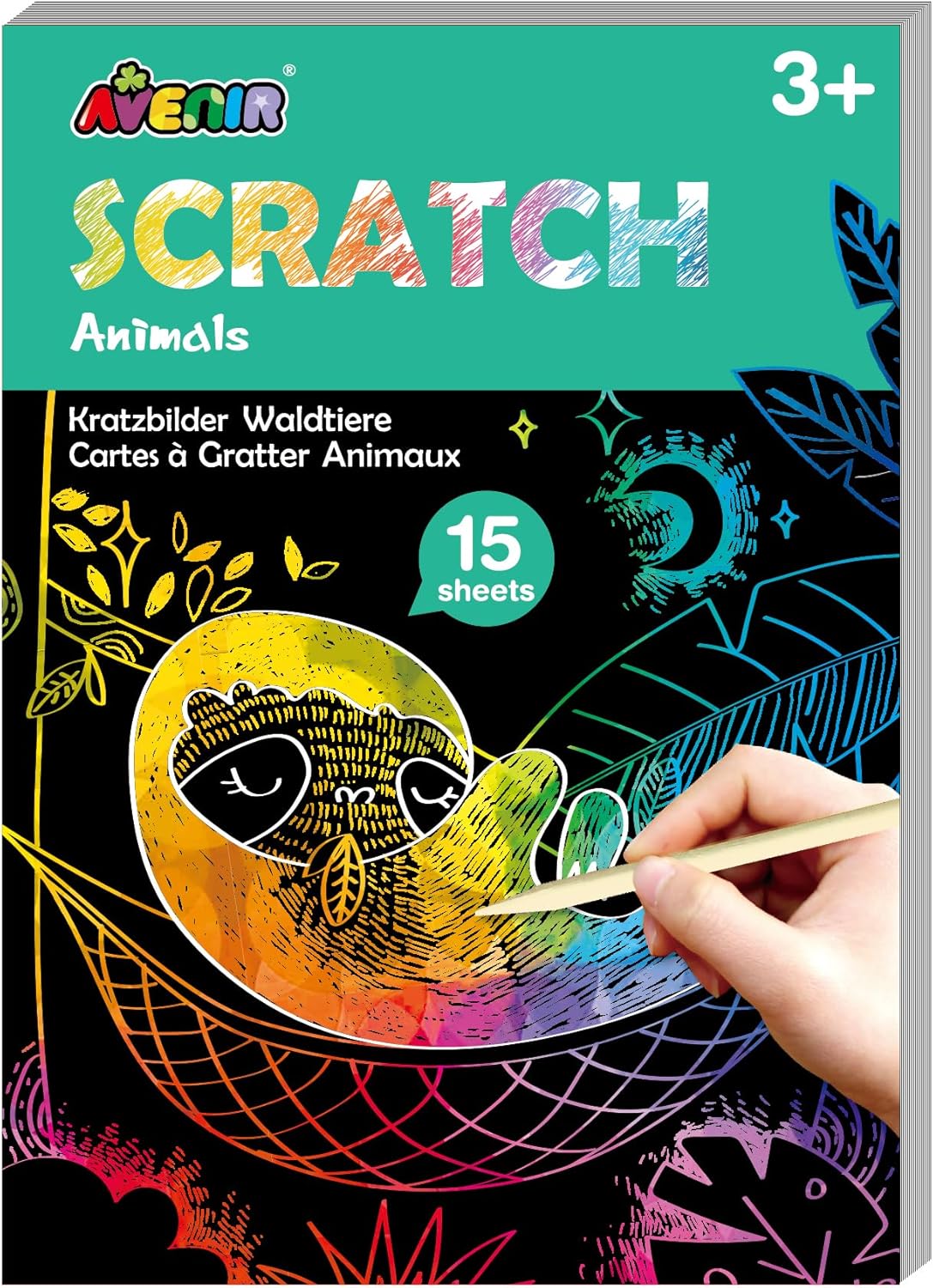 Avenir Scratch: MINI Book/Safari Animals 10x0.5x14cm, 15pcs, 3+