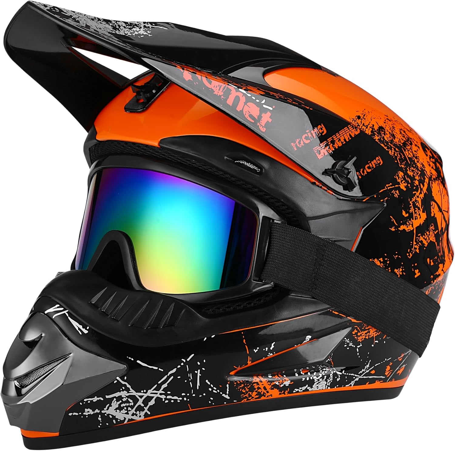 Full Face Dirt Bike Helmet DOT Certified - Complete Adult ATV Helmet Kit with Goggles, Gloves & Mask, Adjustable Visor, Quick Release