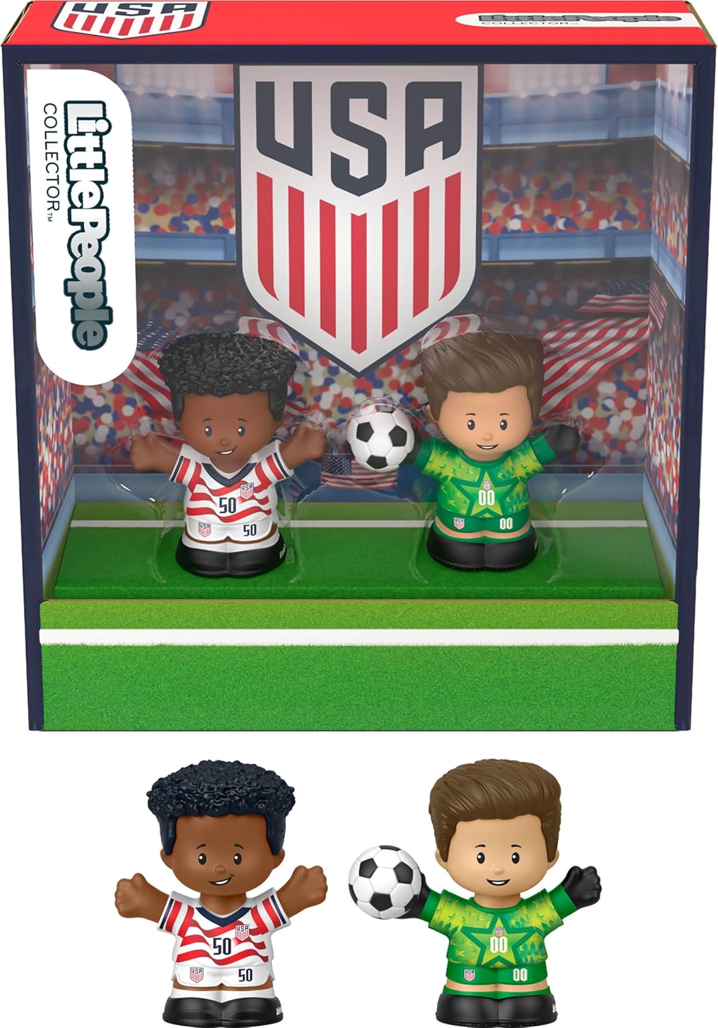 Little People Collector U.S. Soccer Special Edition Set for Sports Fans, 2 Player Figures in a Display Package