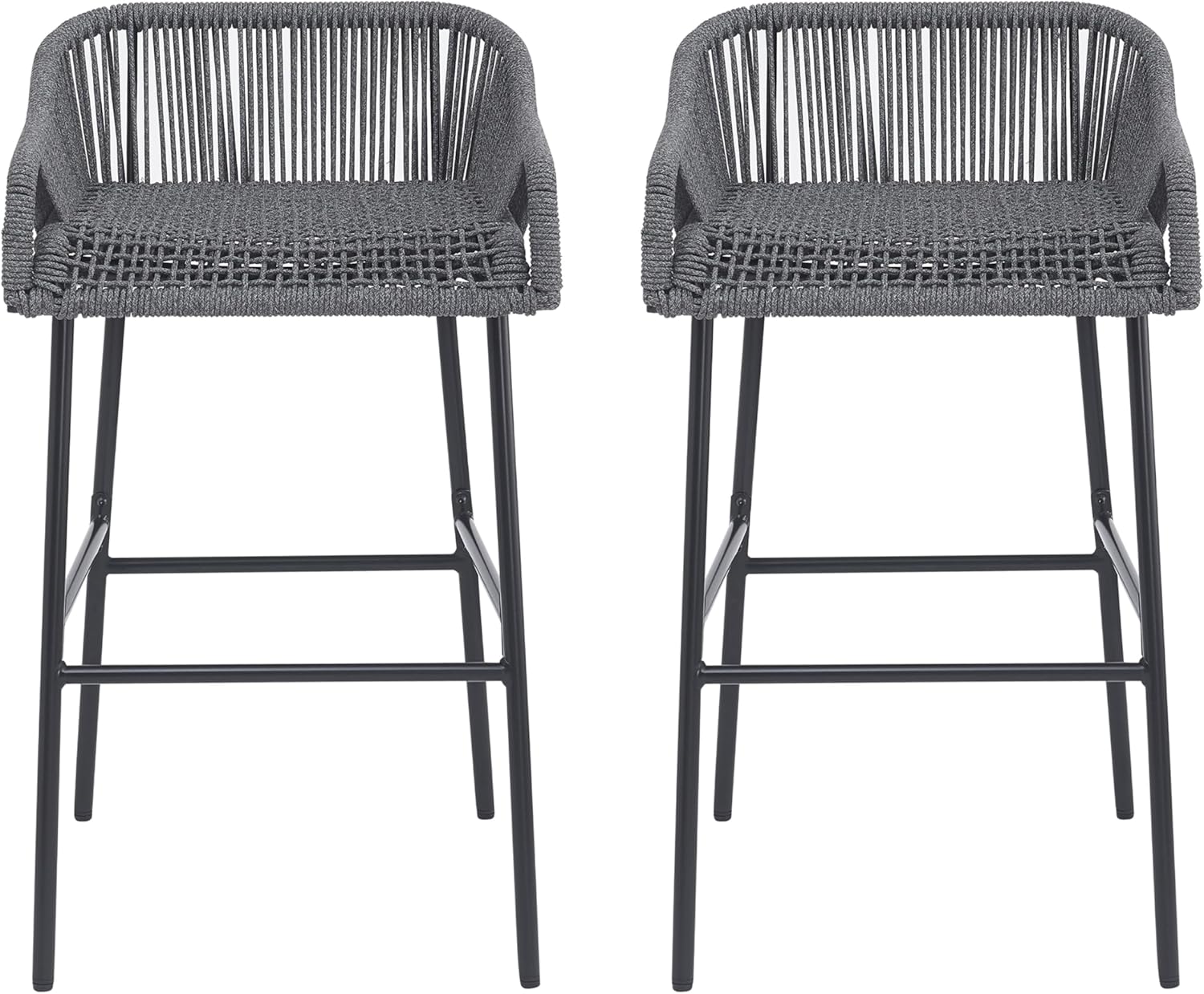 Outdoor Patio Dark Gray Rope Barstool (Set of 2) (Dark Gray)