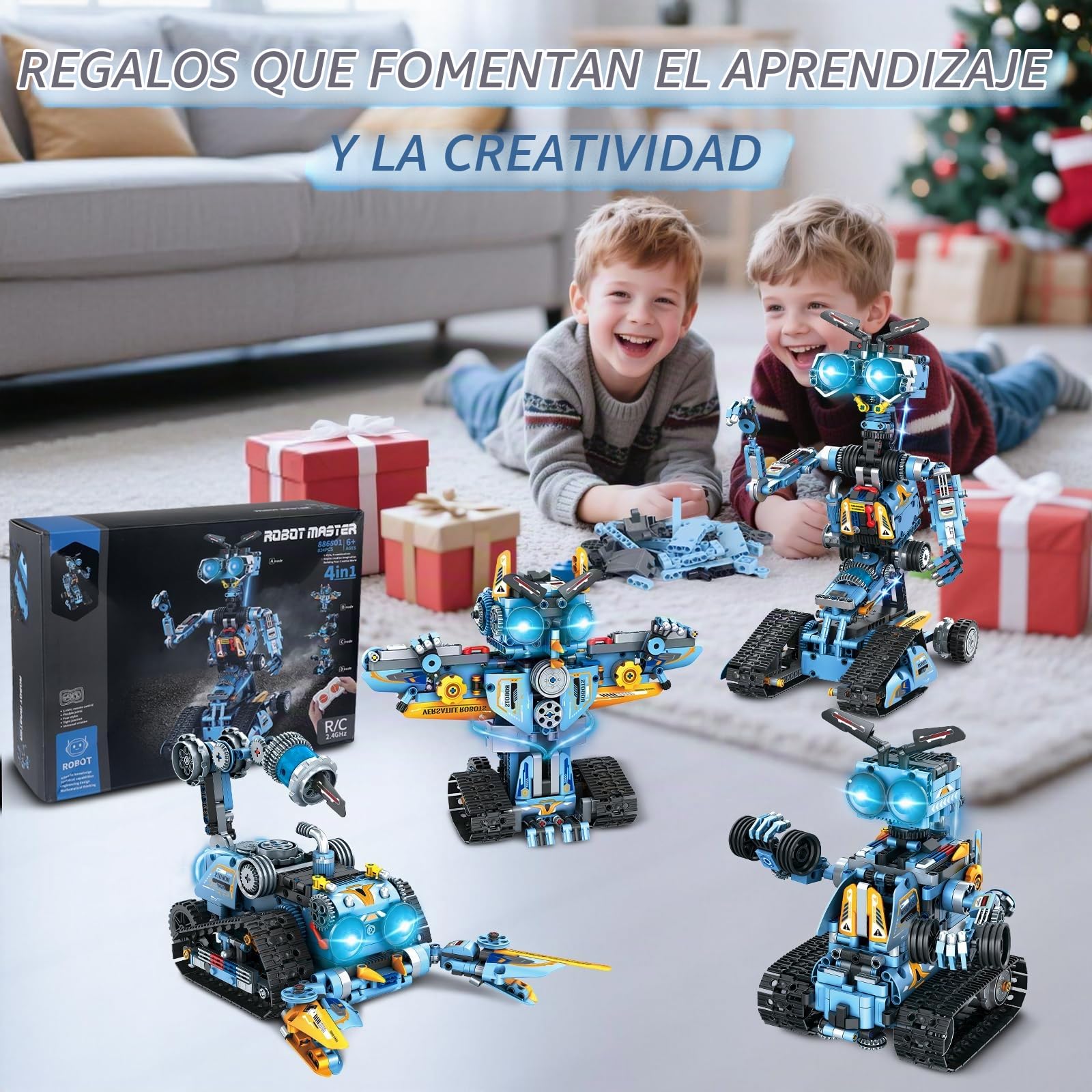 OKKIDY Juguetes de construcción de Robots para niños, Kit de robótica 4 en 1 con Control Remoto Juguetes de Bloques de construcción Stem Regalos para Navidad niños y niñas de 6+ años (813 Piezas)