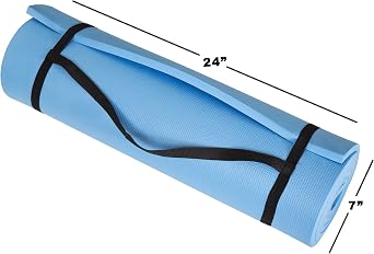 Thick Yoga Mat - Double Sided 1/2-Inch Workout Mat - 72x24-Inch Exercise Mat for Home Gym Fitness or Pilates with Carrying Strap by Wakeman