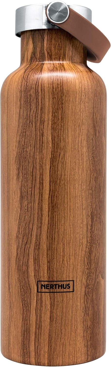 NERTHUS Bottle Thermos Cap Double Wall Handle for Hot and Cold Stainless Steel Coral Design 750 ml BPA Free, 18/8