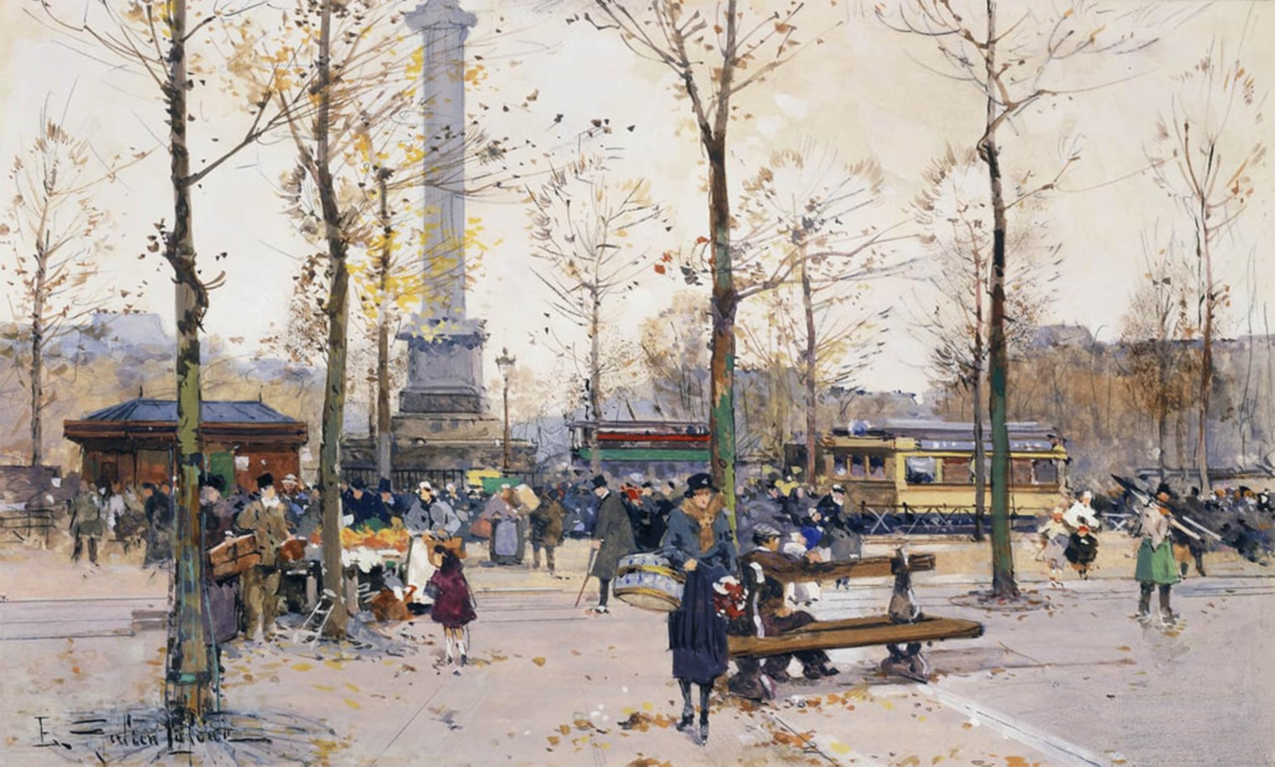 POSTERIIk Famous Print Pop Art Wall Art Graffiti Place De La Bastille Paris by Eugene Galien Laloue Art Prints for Home Decor 60x90cm