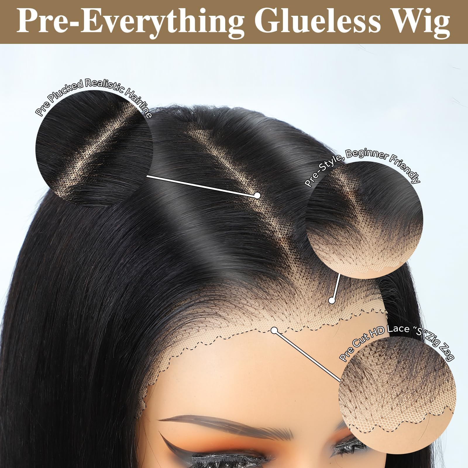 Beluck 200 Density 9x6 Glueless Wig Human Hair for Black Women Pre Cut Max Lace Straight Human Hair Wig - Image 3