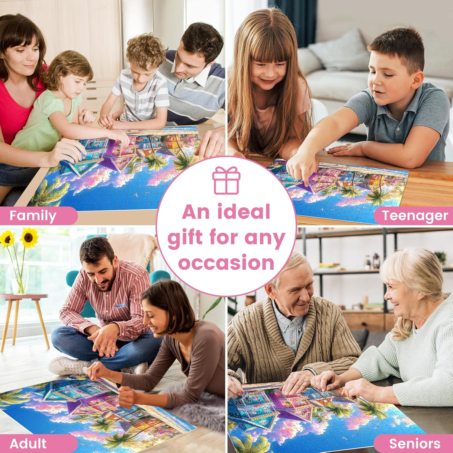 300 Pieces Jigsaw Puzzles for Adults, Color House Puzzle for Adults Children Seniors, Oil Painting Style Puzzle 300 Pieces, Gift for Birthday, Home Decor, Fun for Family Entertainment(20.5 * 15 in)