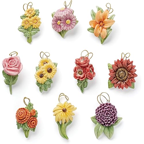 Lenox 890508 Fall Flowers 10-Piece Ornament Set