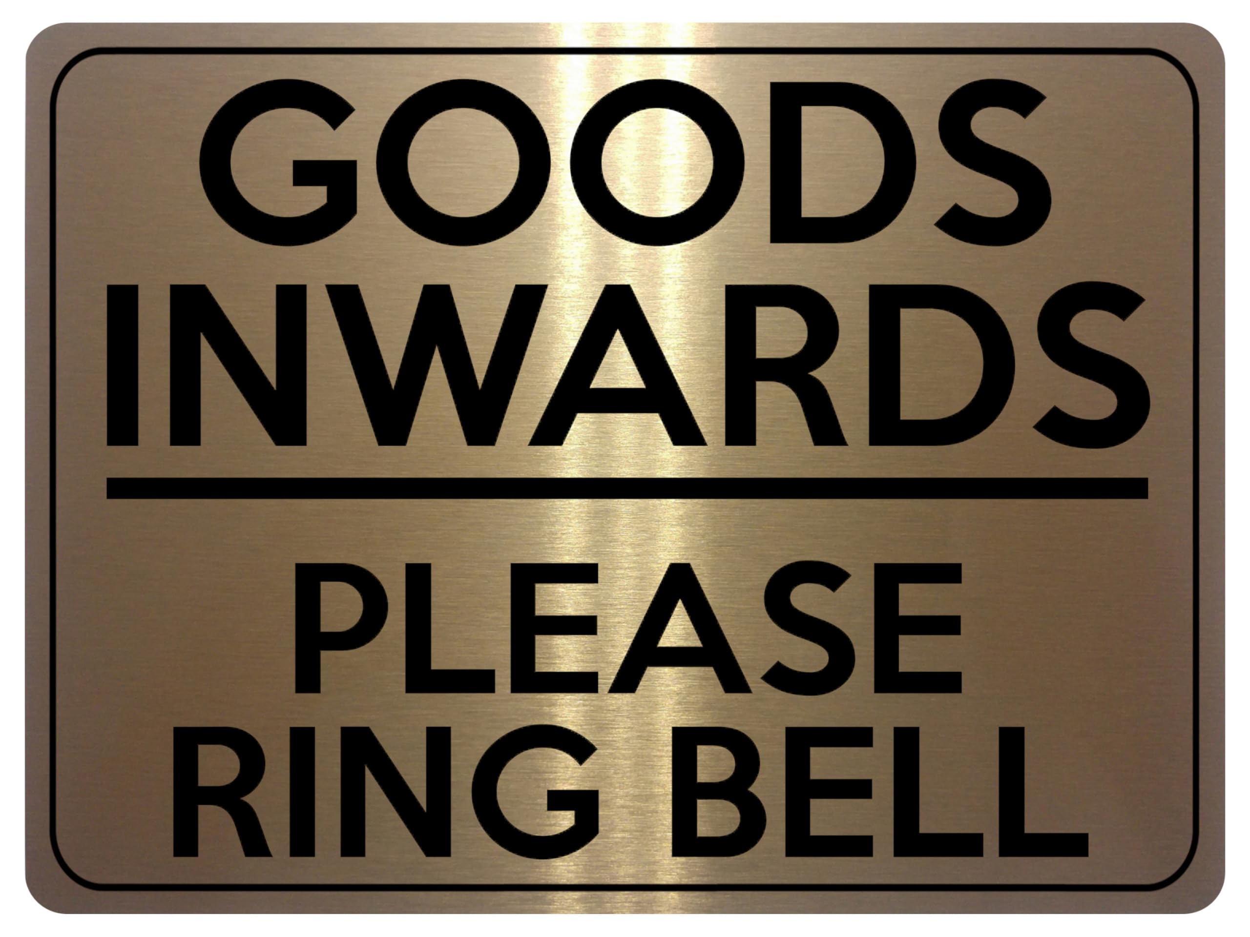 Xtra-Print Brushed Gold 2273 Goods Inwards Please Ring Bell Business Door Metal Aluminium Plaque Sign (20X15cm, )