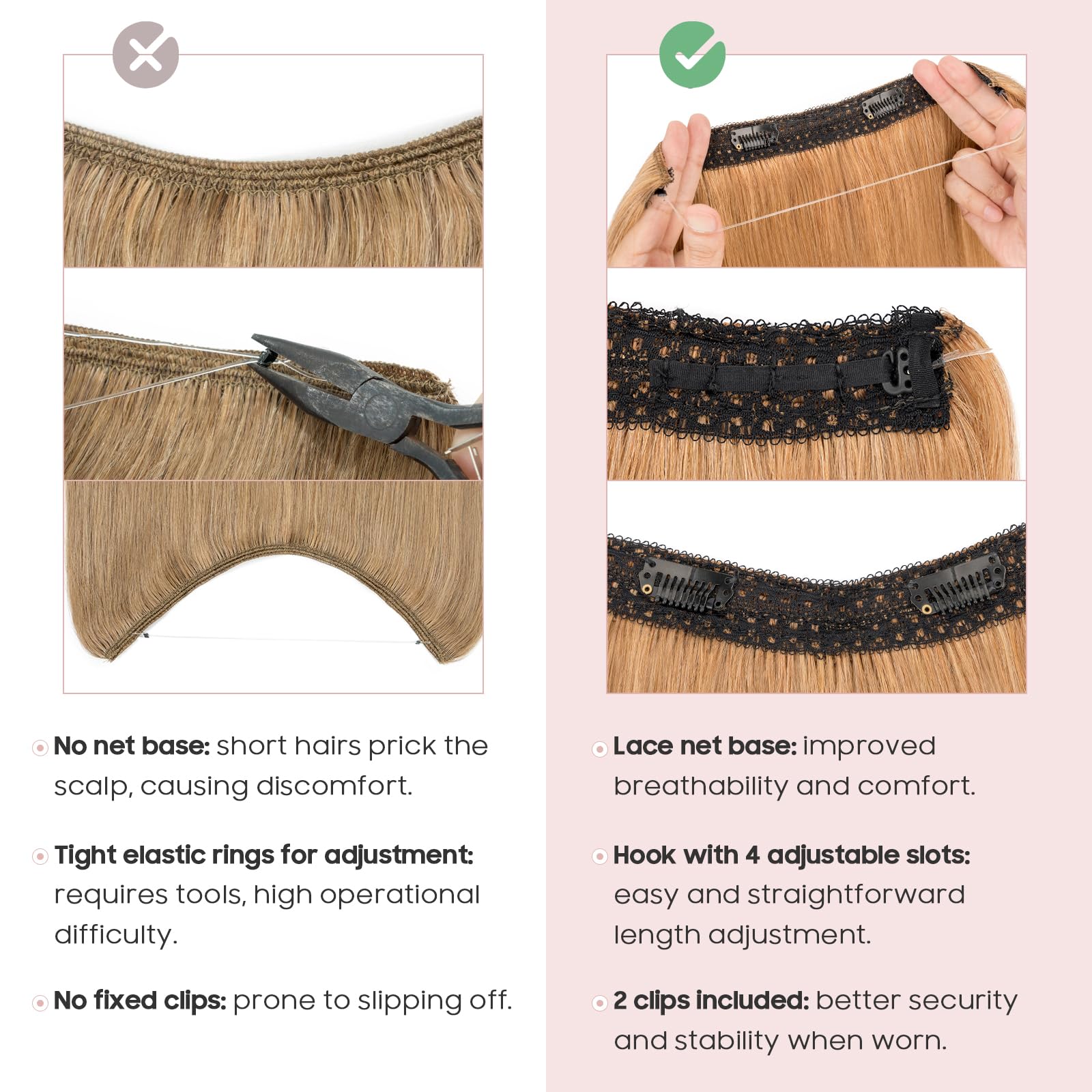 Silk-co Secret Wire In Hair Extensions With Clip Invisible Remy Human Hair One Piece Straight Natural Invisible Adjustable Secret Wire Hairpiece Extensions 12 Inch-55g #27 Dark Blonde - Image 4