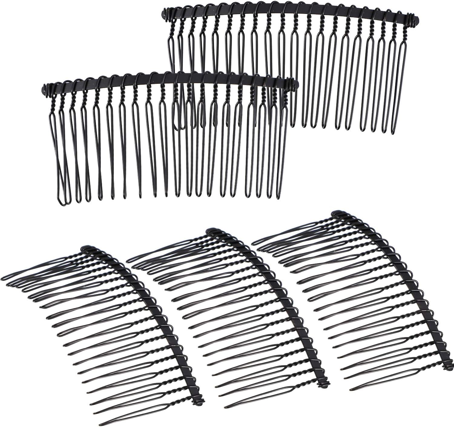 Hicarer 5 Pieces 20 Teeth Hair Clip Combs Metal Wire Hair Combs Wire Twist Bridal Wedding Veil Combs