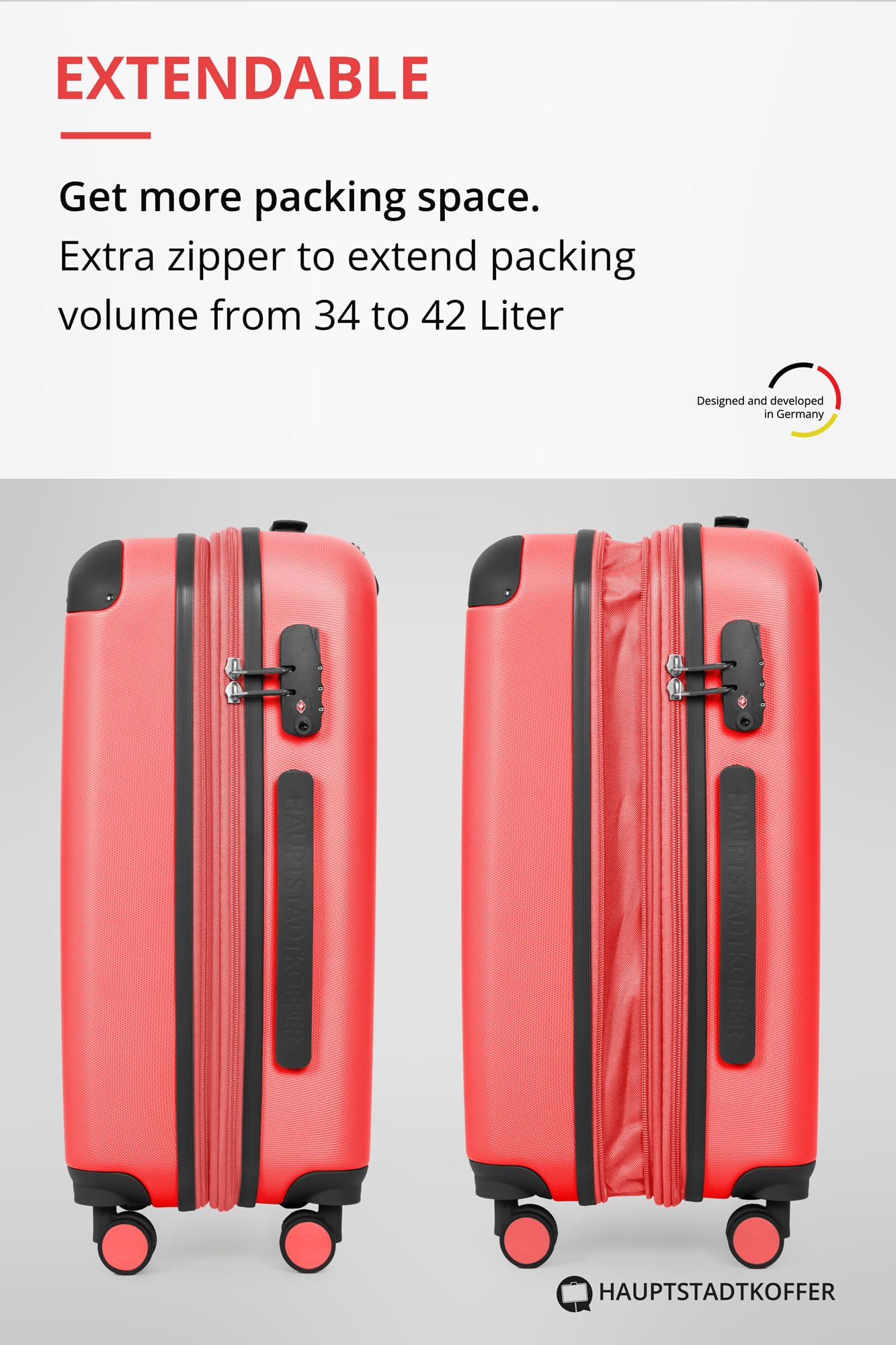 HAUPTSTADTKOFFER - Spree - Maleta rígida, Trolley expandible, Equipaje de Viaje, 4 Ruedas Dobles, TSA, 65 cm, 74 litros, Champán — view 344