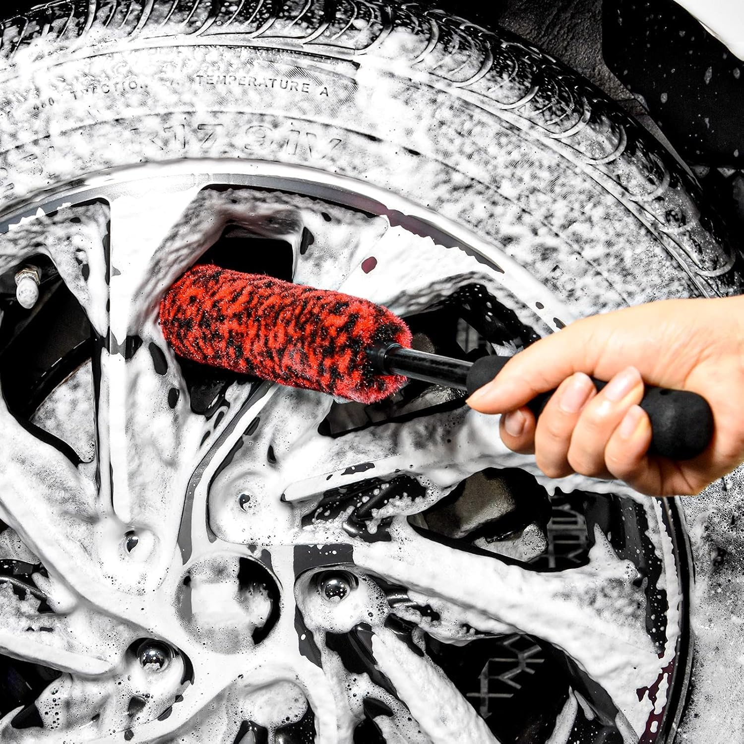 Cepillo de Limpieza de Llantas de Coche (Paquete de 3) – Incluye Dos cepillos para Llantas y un Cepillo para Detalles de Coche
