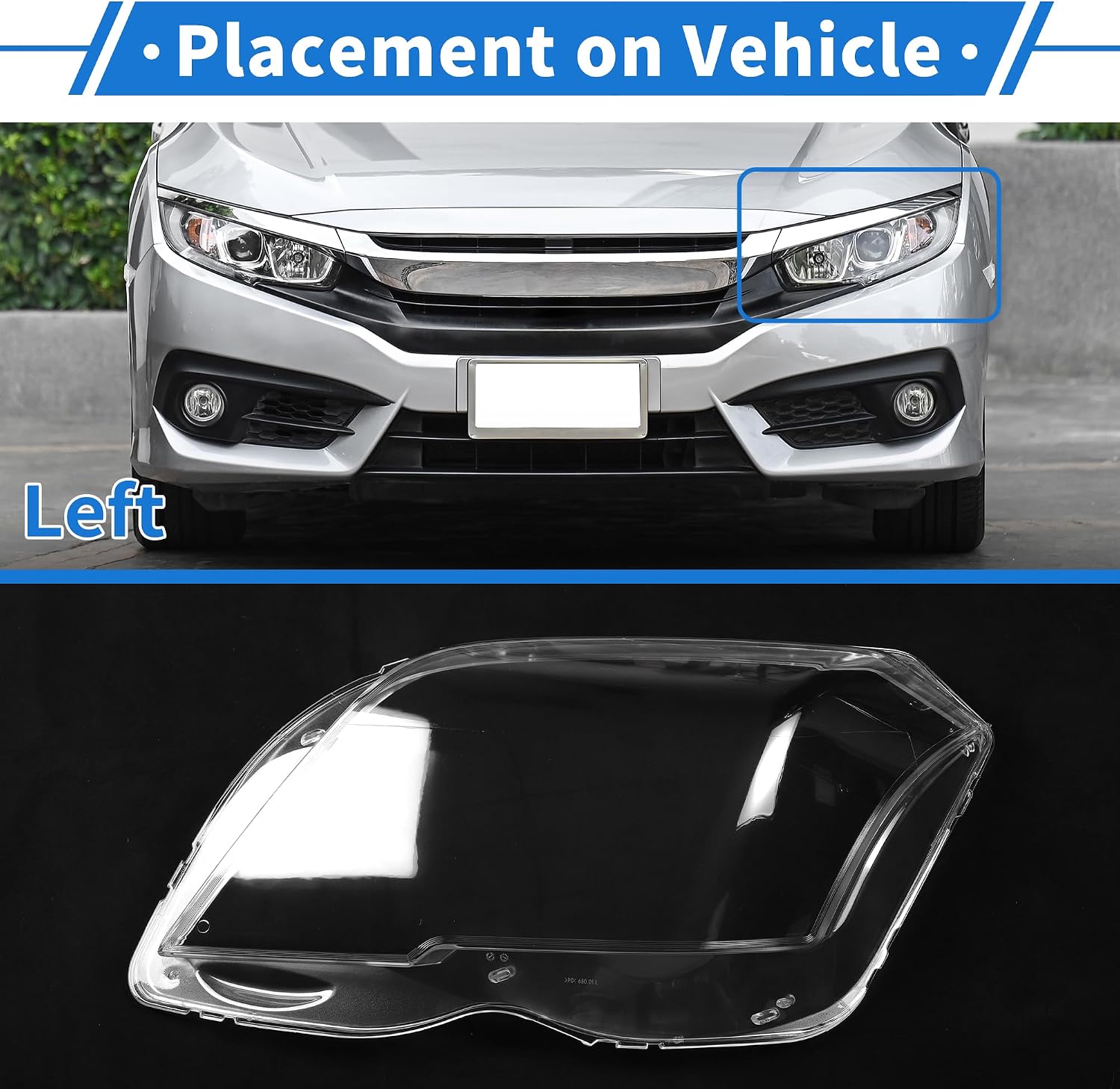 Headlight Lens Cover Headlight Headlamp Lense Clear Lens Cover for Mercedes-Benz GLK 2009-2012 Clear PC 1 Pcs Front Left Car