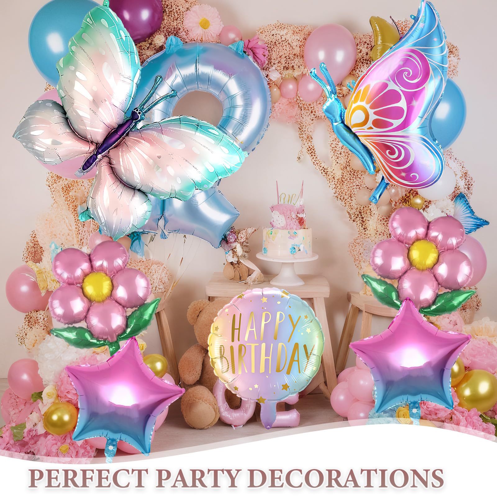 Palloncini BoBo stampati a farfalla da 20 pollici Buon compleanno Palloncino trasparente a bolle Festa di compleanno Baby Shower Decorazioni di nozze  15