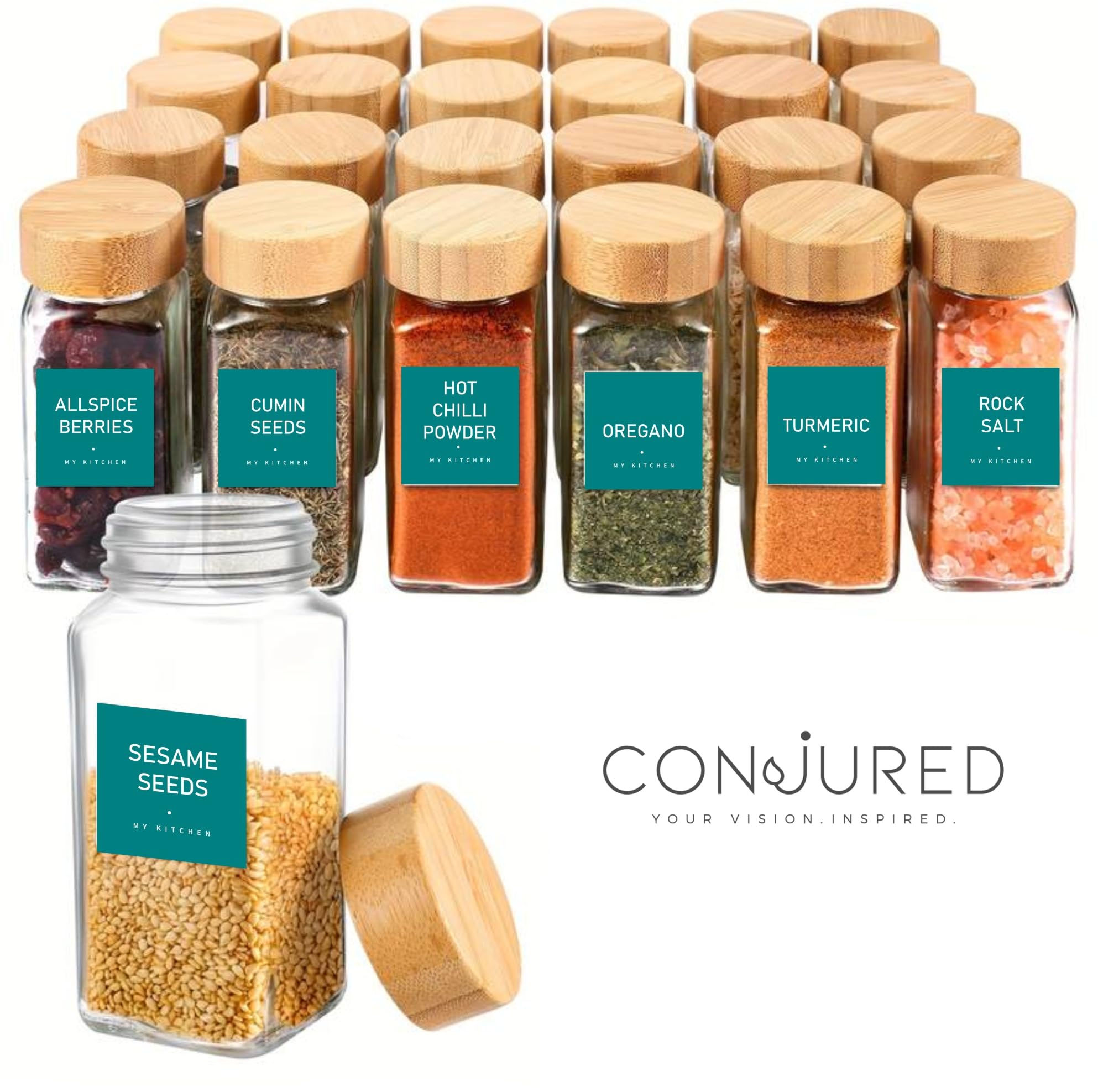 Spice Jar Labels - Teal, 30 x 30mm - Image 3
