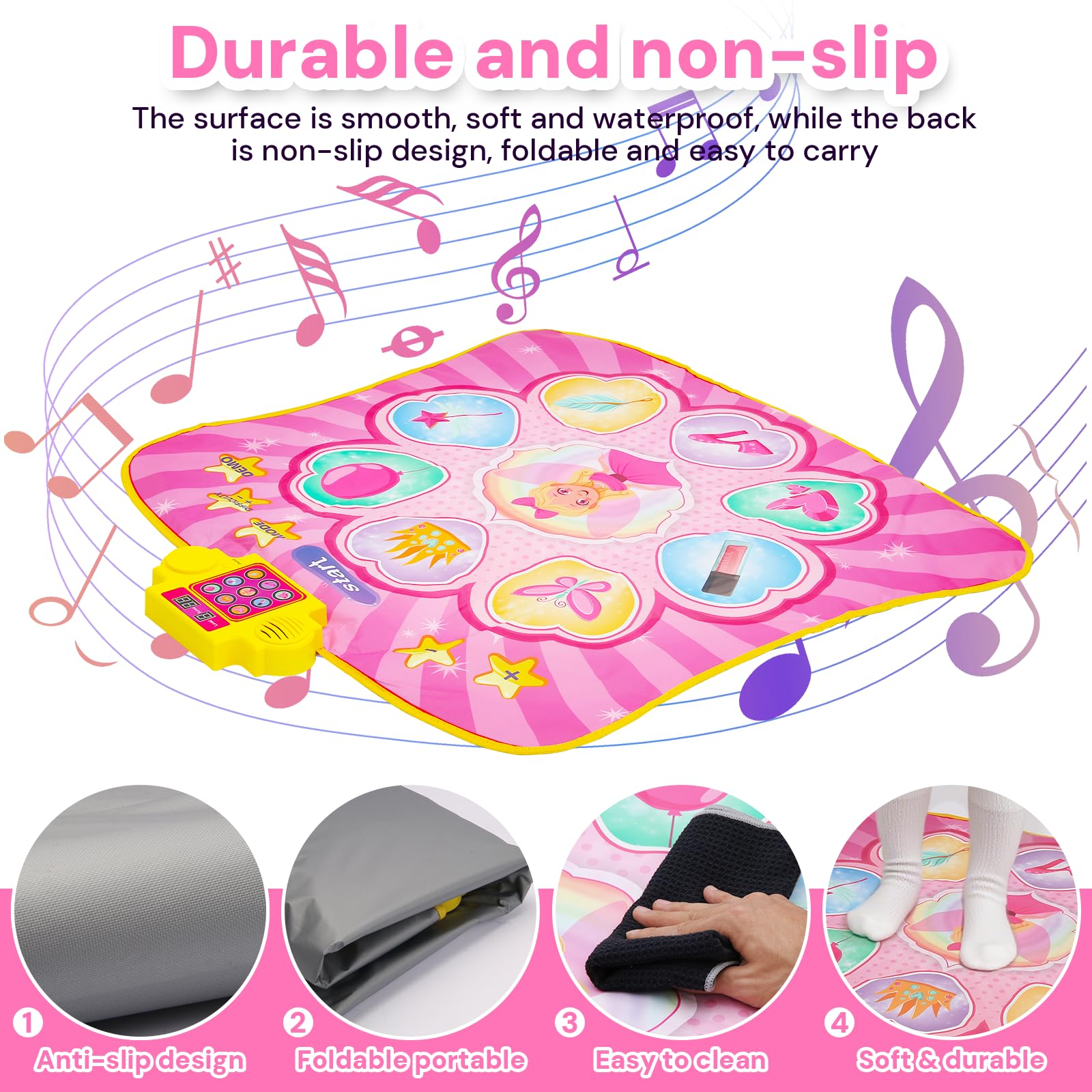 iFunLong Dance Mat Toys for Girls Music Play Mat with LED Lights, 3 Challenge Levels and Adjustable Volume - Image 4
