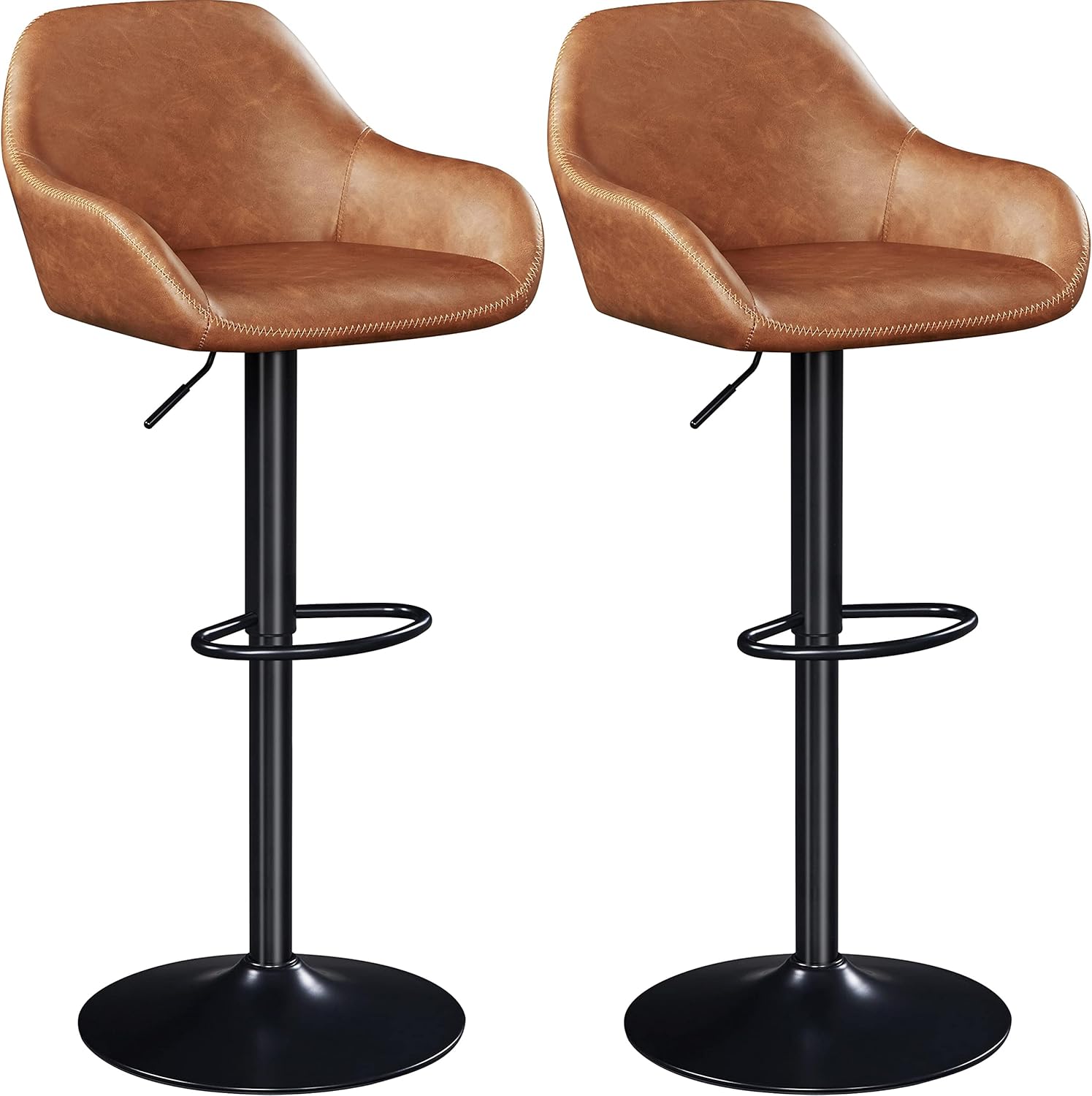 Yaheetech Set of 2 Bar Stools Height Adjustable Swivel Barstools PU