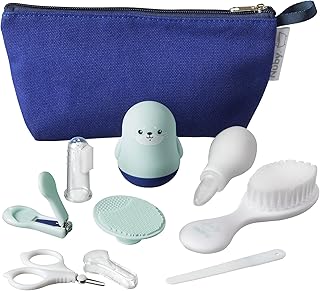 Baby Bathtime Care Kit with 8 Essential Grooming Items | Travel Bag | Waterproof Lining | Ideal for Travel or at Home