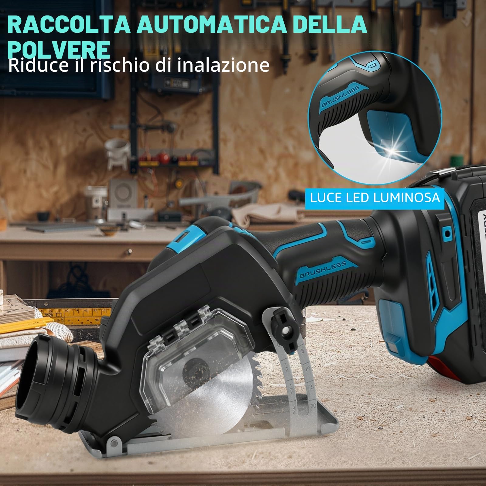 Smerigliatrice angolare a batteria da 3 pollici compatibile con batteria Makita 18V (senza batteria), smerigliatrice angolare mini senza spazzole da 16.800 giri/min con display digitale, 2 dischi