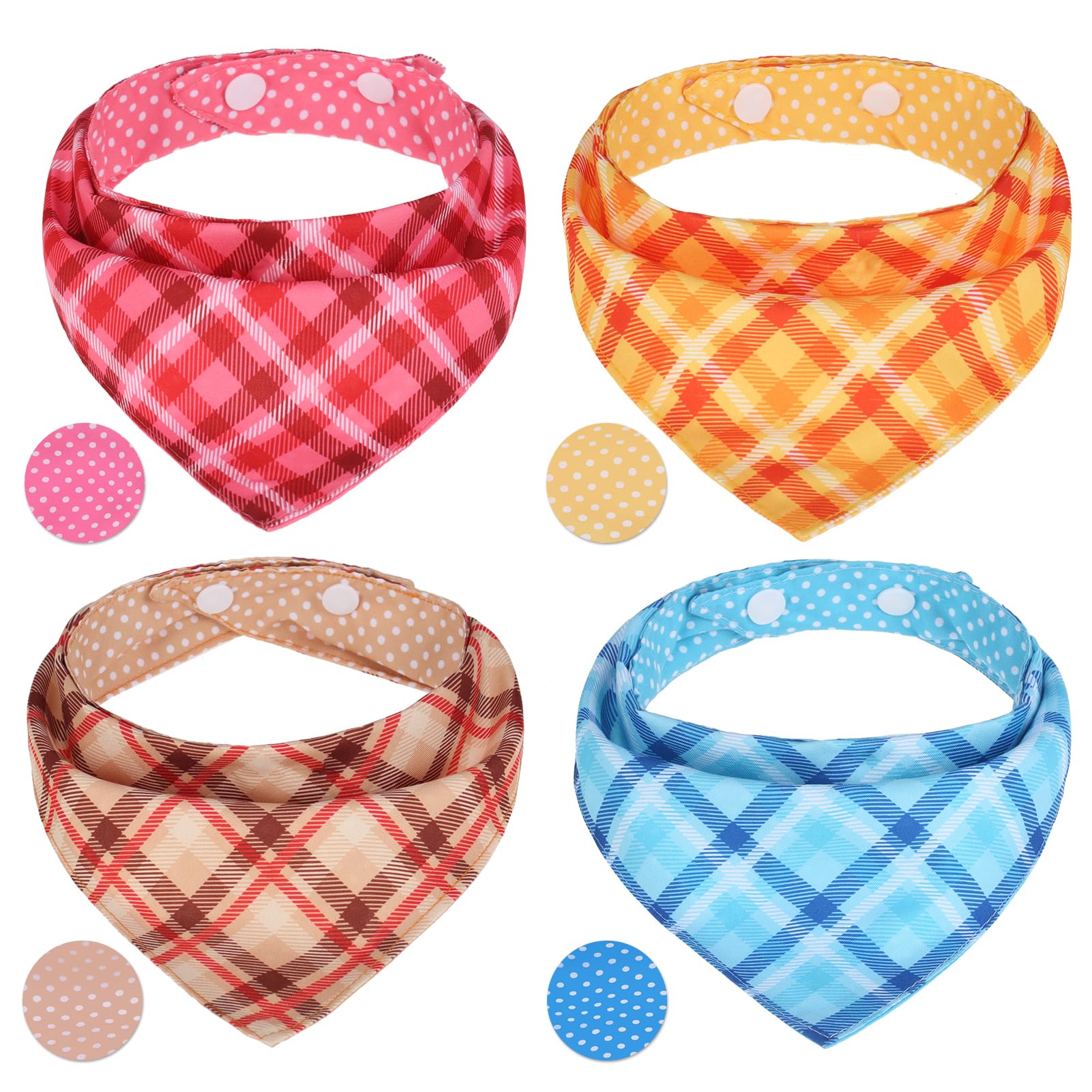 PAWCHIE Dog Bandanas Small Reversible Styles Pet Triangle Scarf Bibs - Adjustable with Two Snaps - Kerchief Set Accessories for Dogs, Puppy, Cats