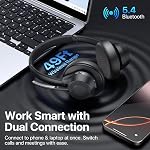 Bluetooth Headset with Microphone, Wireless Bluetooth 5.4 Over Ear Headphones with Multipoint Connection, Adjustable Mic, Work Headset for Laptop, Office, Zoom, Cell Phone, Black