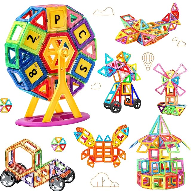 Morkka Bloques de construcción de Bloques magnéticos de 64 Piezas Juegos educativos para niños